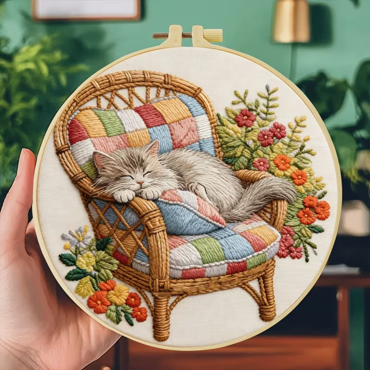 Kit Bordado Cozy Cat Embroidery Kit 20cm