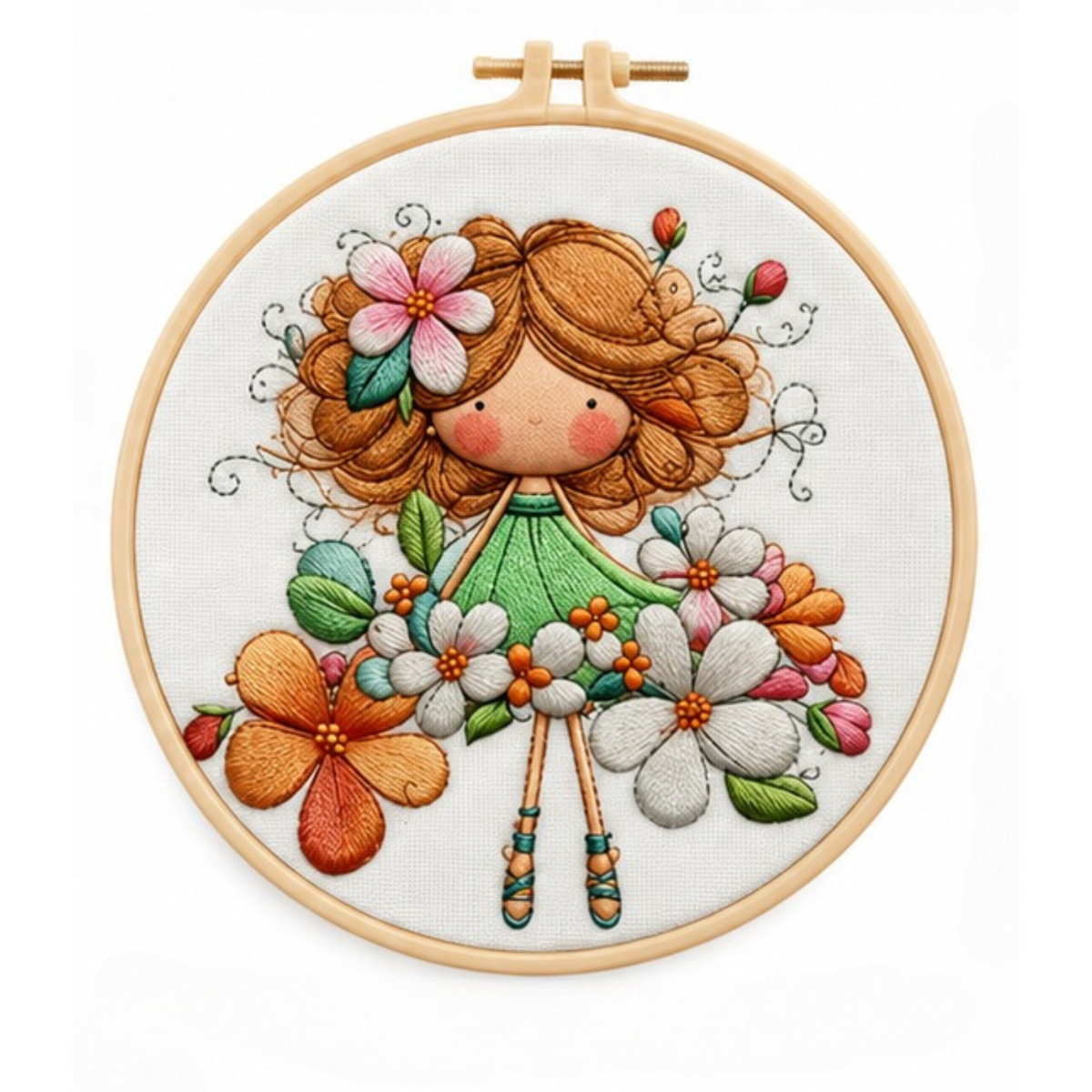 Kit Bordado Bouquet Little girl embroidery kit 20cm
