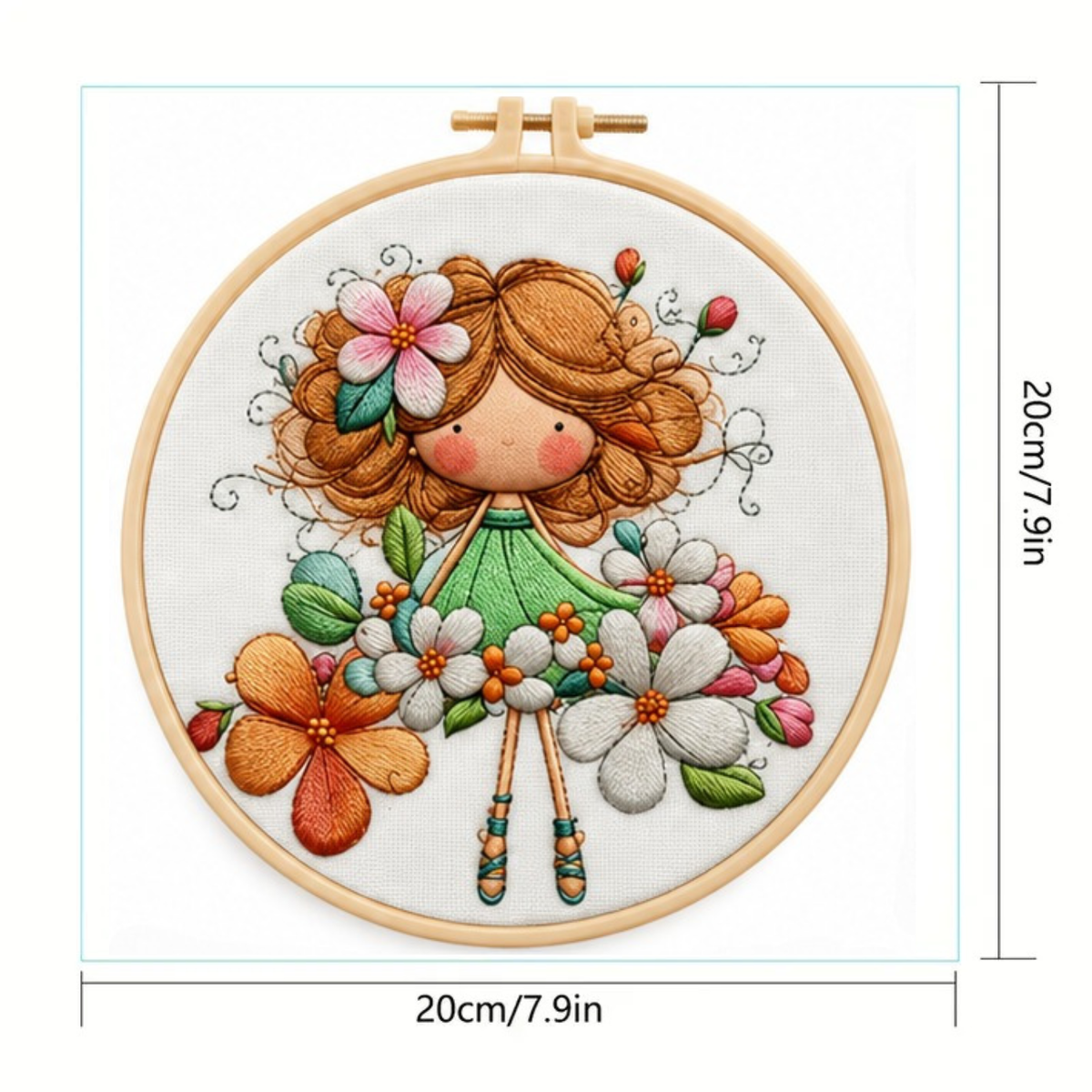 Kit Bordado Bouquet Little girl embroidery kit 20cm