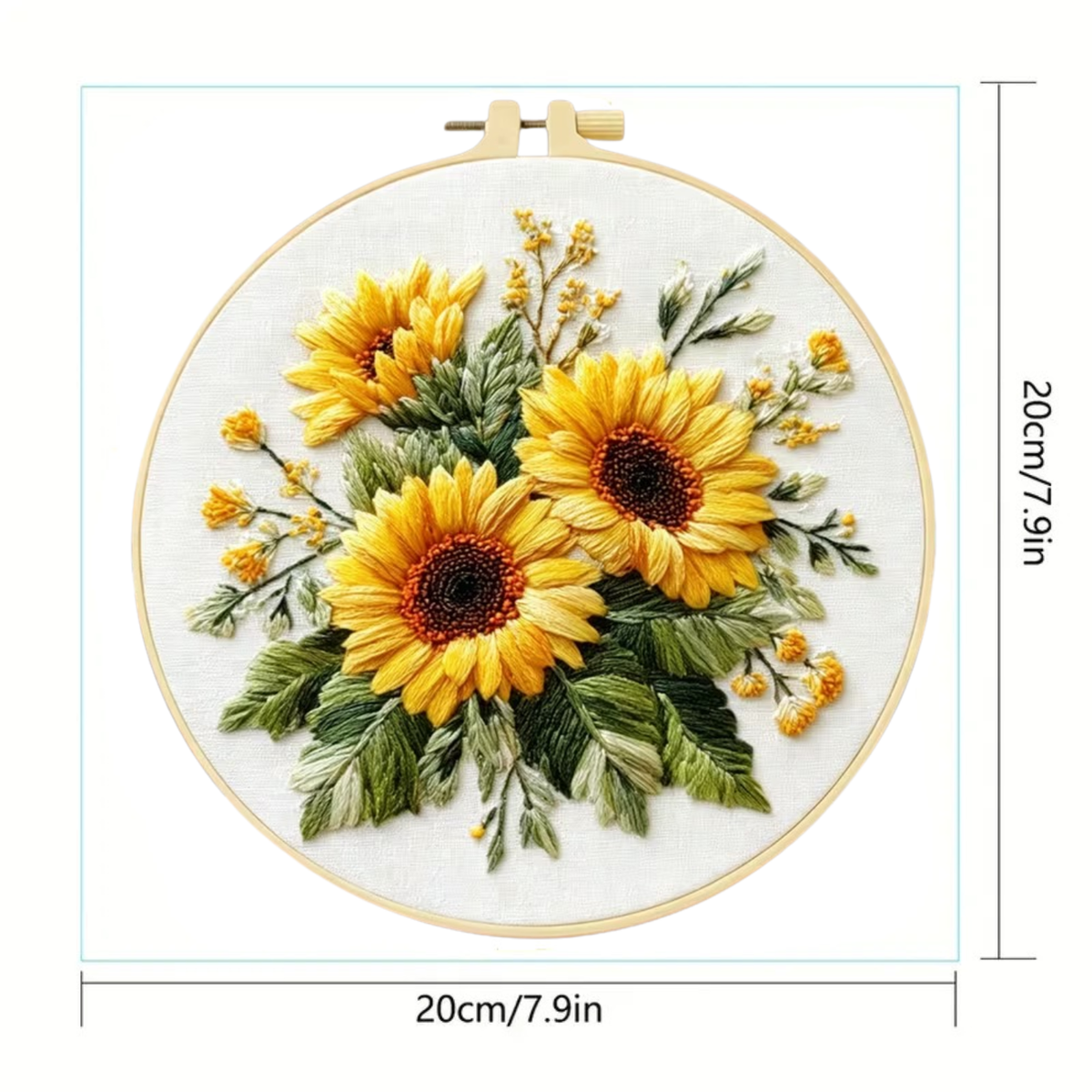 Kit Bordado Sunflowers Embroidery Kit 20cm Costura Dowdell