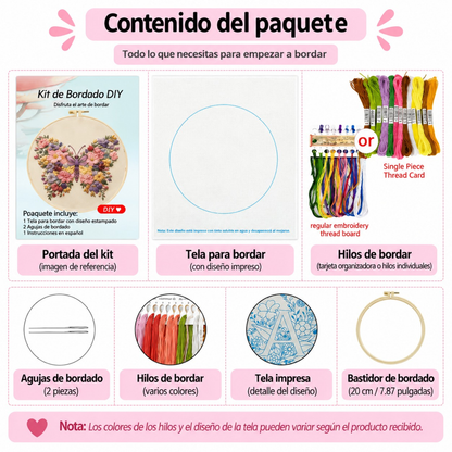 Kit Bordado Flourishing Flowers and Butterflies Embroidery Kit 20cm