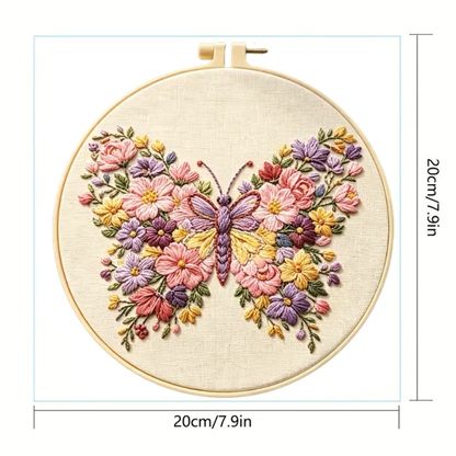 Kit Bordado Flourishing Flowers and Butterflies Embroidery Kit 20cm