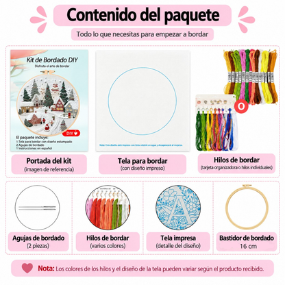 Kit Bordado Christmas Village Embroidery Kit 15 cm