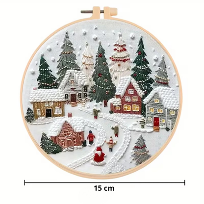 Kit Bordado Christmas Village Embroidery Kit 15 cm