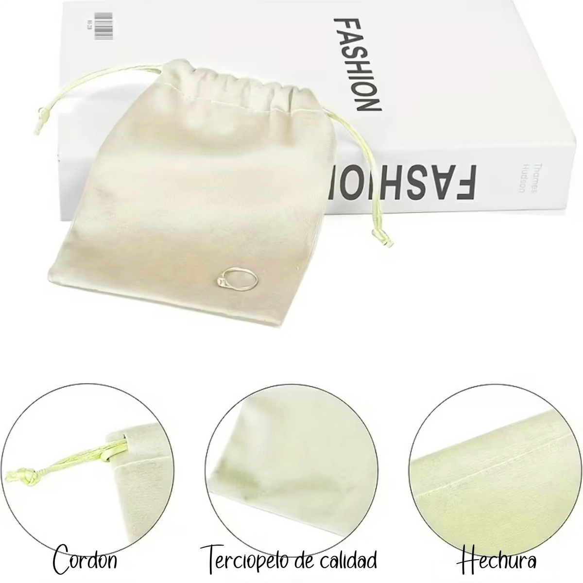 2 Bolsitas de Terciopelo Crema Bolsas Hobbees