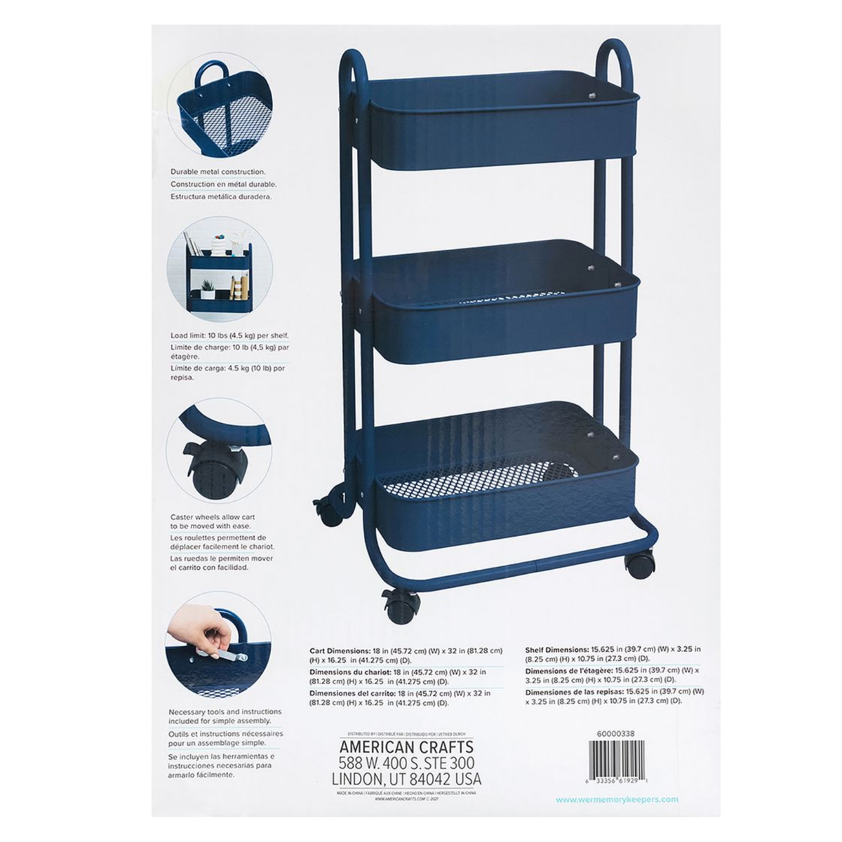 A La Cart Storage Cart / Carrito Organizador Navy Almacenamiento y Organización We R Memory Keepers
