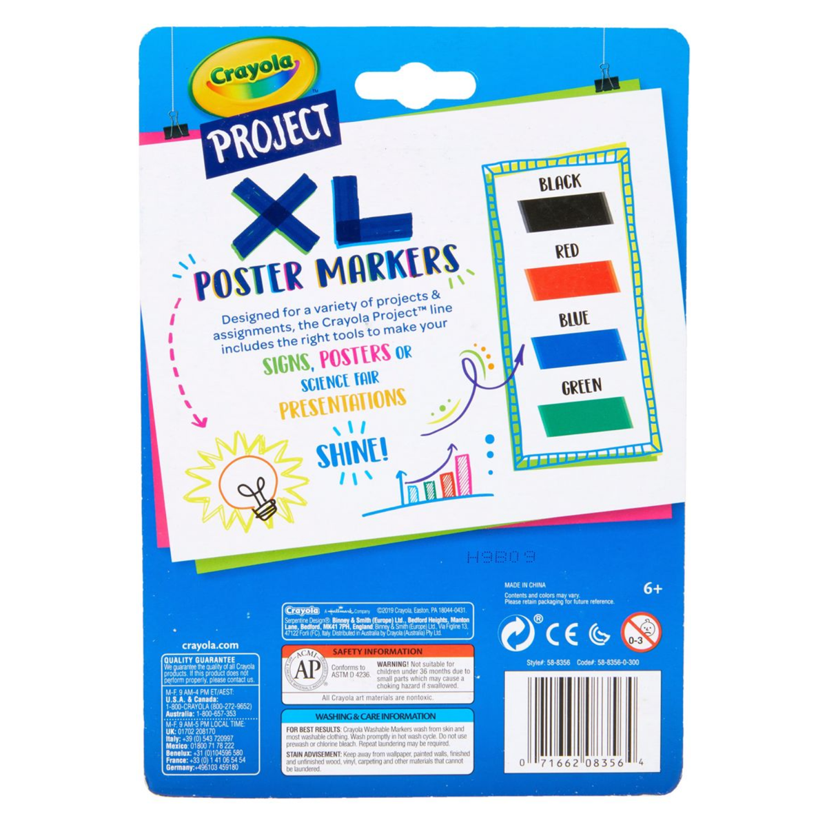 Project XL Poster Markers / 4 Marcadores Extra Grandes Colores y Plumones Crayola