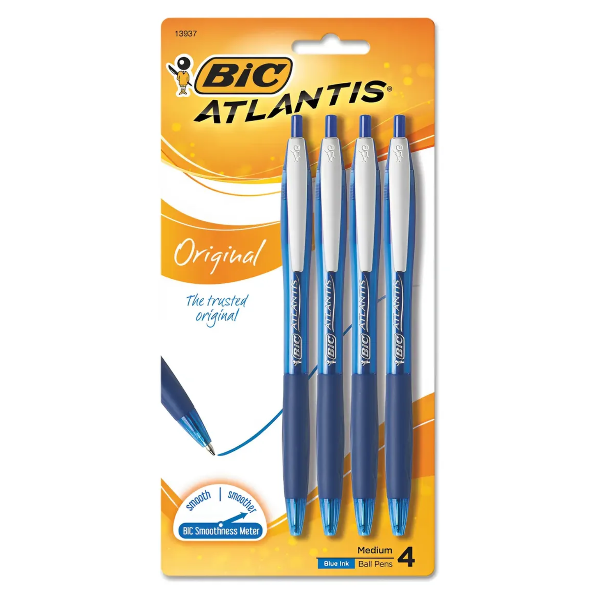 Atlantis Ballpoint Retractable Pens / 4 Bolígrafos Retráctil Azul Plumas &amp; Bolígrafos BIC