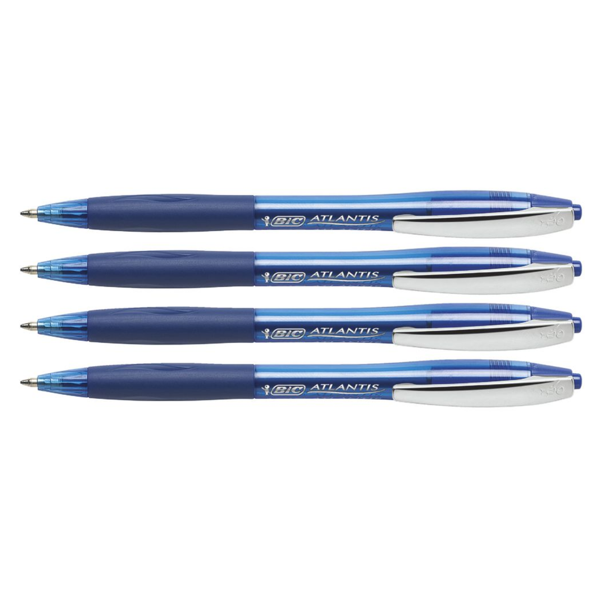 Atlantis Ballpoint Retractable Pens / 4 Bolígrafos Retráctil Azul Plumas &amp; Bolígrafos BIC