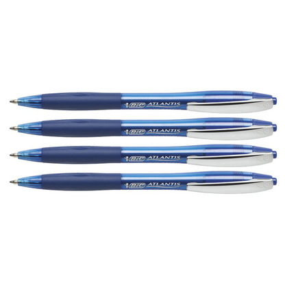 Atlantis Ballpoint Retractable Pens / 4 Bolígrafos Retráctil Azul Plumas &amp; Bolígrafos BIC