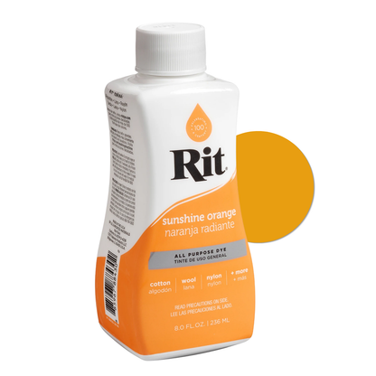 Rit Dye Liquid Sunshine Orange / Líquido para Teñir Naranja Radiante Pintura para Tela Rit