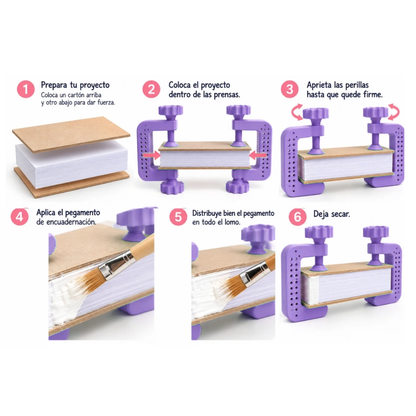 Set de 2 Mini Prensas Morado para Encuadernación