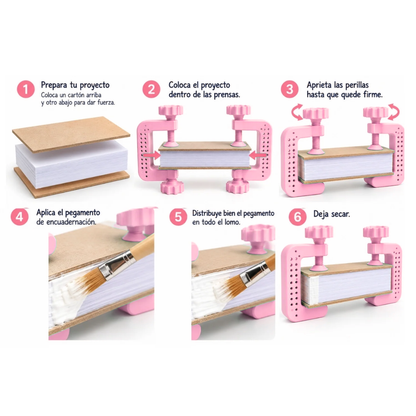 Set de 2 Mini Prensas Rosa para Encuadernación
