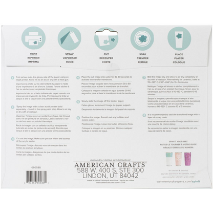 Spin It Water Slide Paper / Papel Transferible A4 Acetato y Especializados We R Memory Keepers