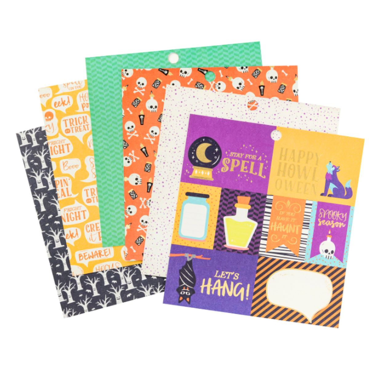 Cardstock Stack Boo Crew Gold Foil 6" / Cartulina Doble Cara Halloween Descontinuado DCWV