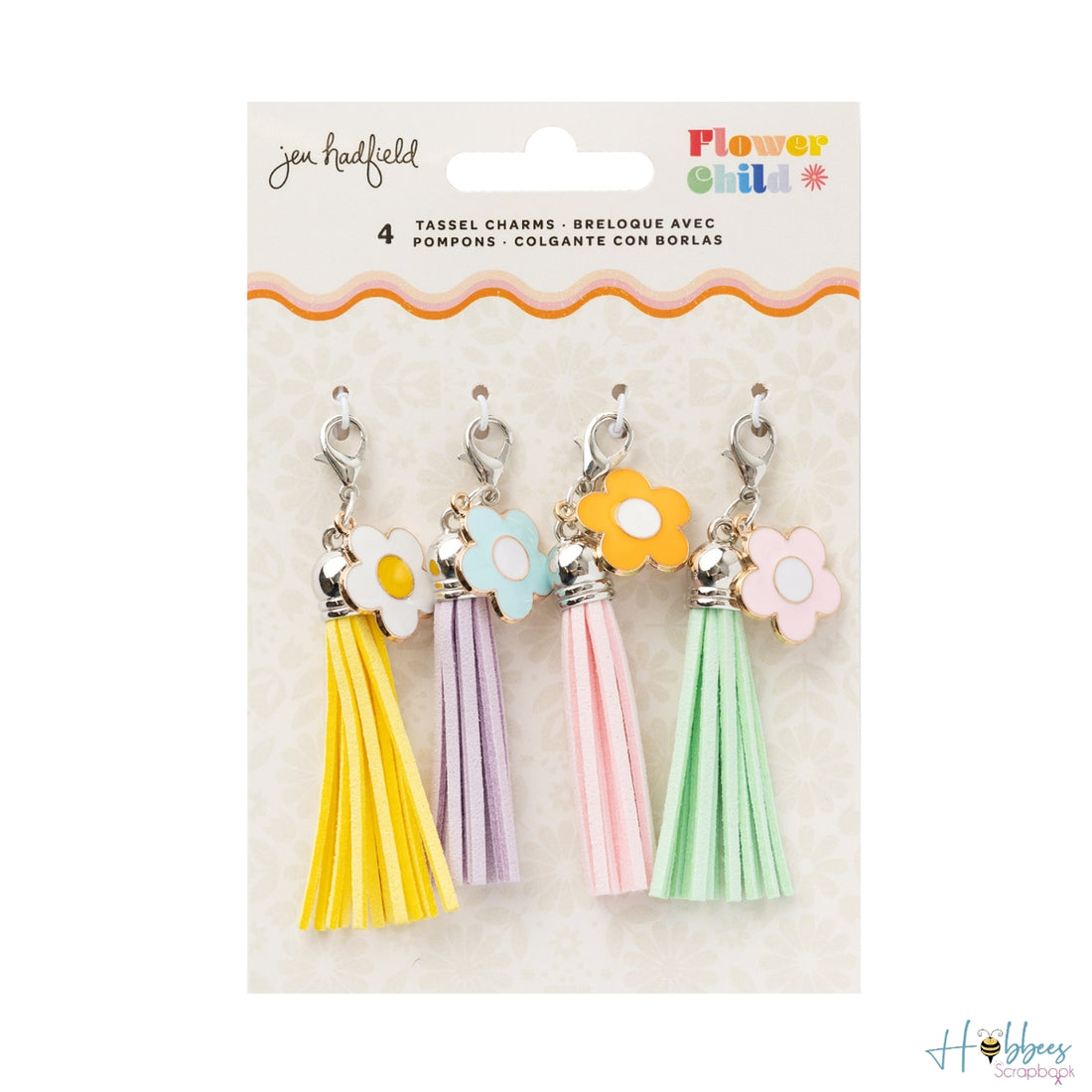 Flower Child Enamel Charm Tassels /  4 Charms de Borlas y Flores Adornos / Embellishments American Crafts