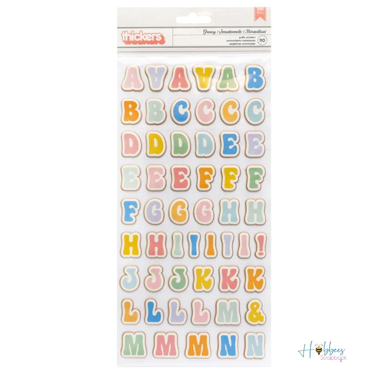 Thickers Groovy Alphabet Stickers / Calcomanias Esponjadas De Alfabeto Stickers American Crafts