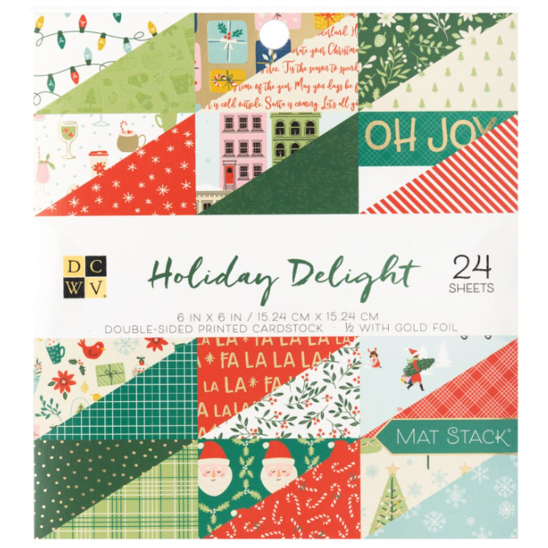 Cardstock Stack Holiday Delight 6&quot; / Cartulina Doble Cara Holiday Delight Con Foil Papel DCWV