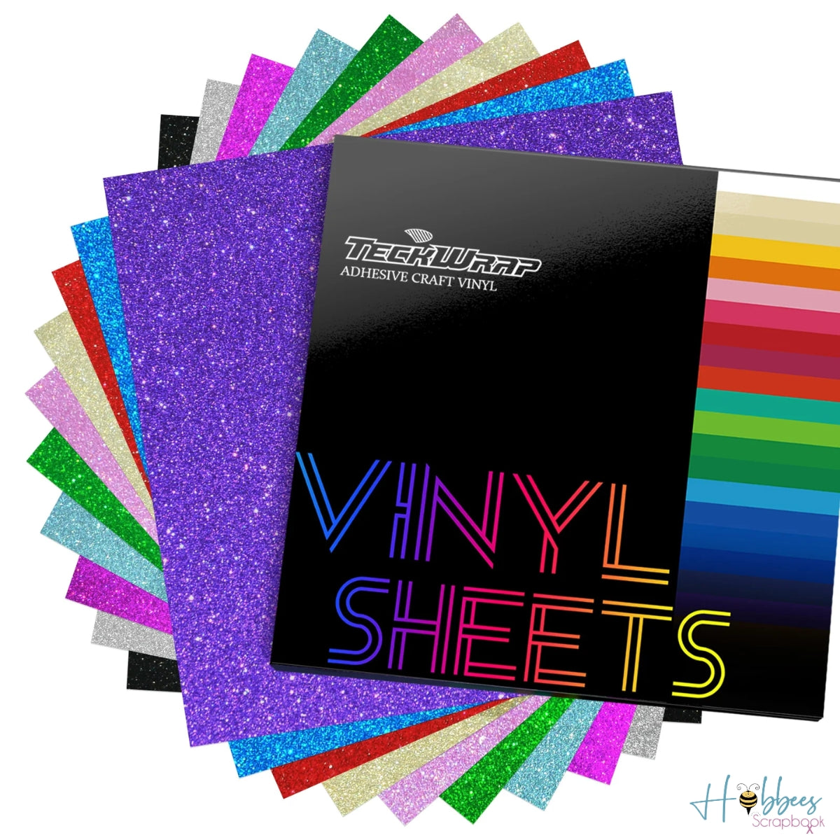 Glitter Vinyl Sheets Pack / 10 Hojas de Vinil Adhesivo Diamantina Descontinuado Teckwrap