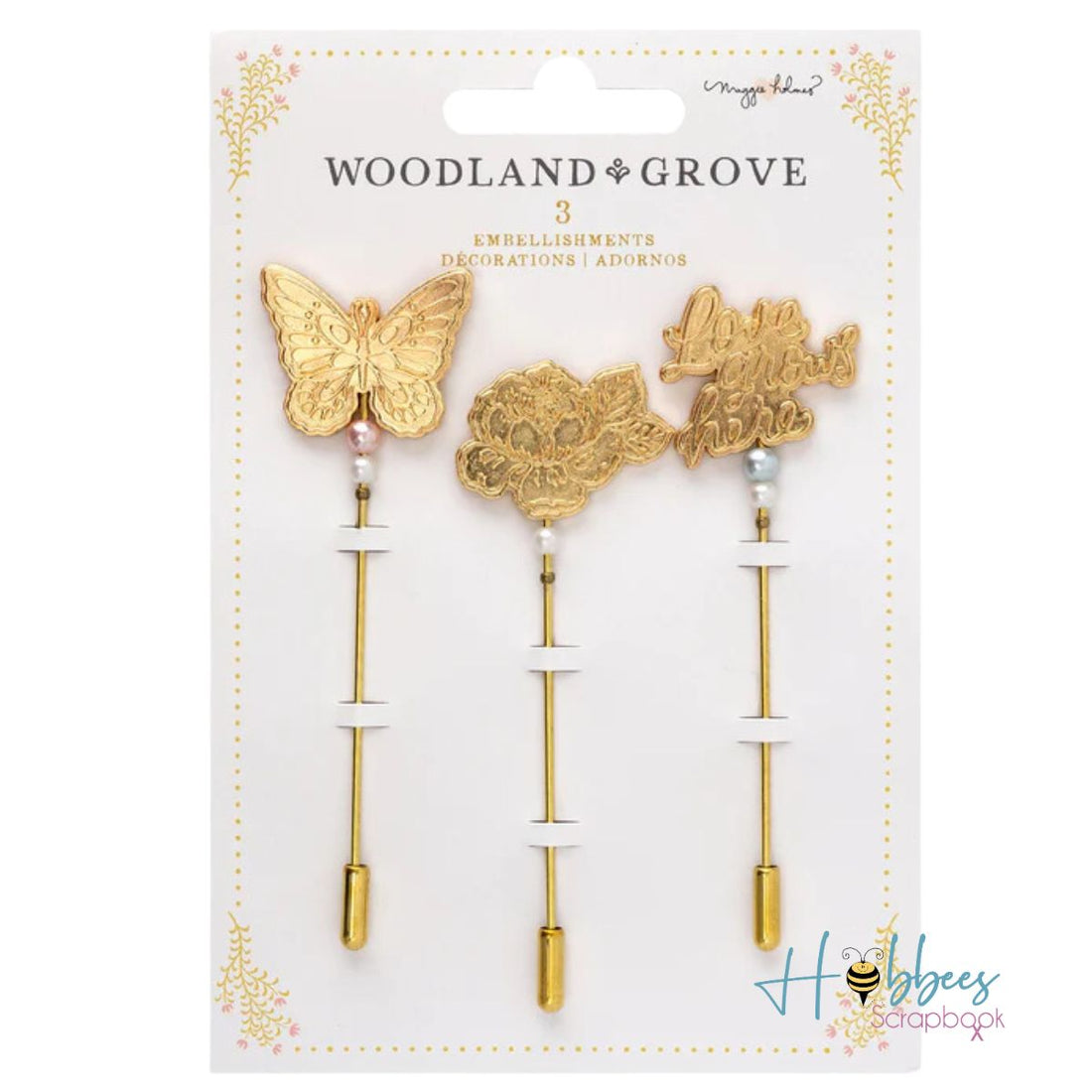 Charm Pins Woodland Grove / Pins Dorados Coleccion  Woodland &amp; Grove Accesorios American Crafts