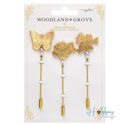 Charm Pins Woodland Grove / Pins Dorados Coleccion  Woodland &amp; Grove Accesorios American Crafts