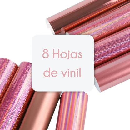 Rose Gold Sheets Pack / 8 Hojas de Vinil Adhesivo Variado Oro Rosa Viniles Teckwrap