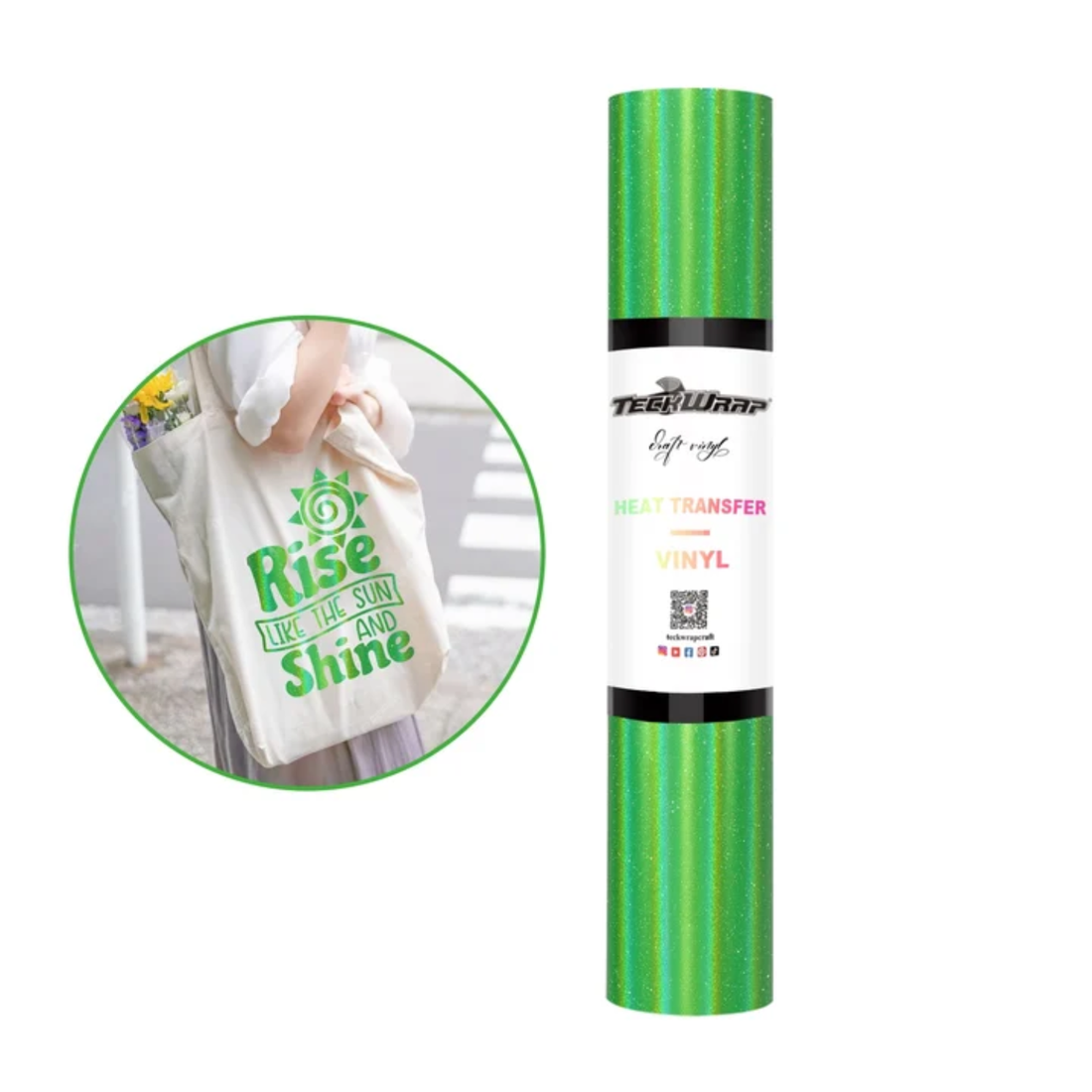 HTV Apple Green Holo Shimmer / Vinil Holografico Brillo Verde Manzana Viniles Teckwrap