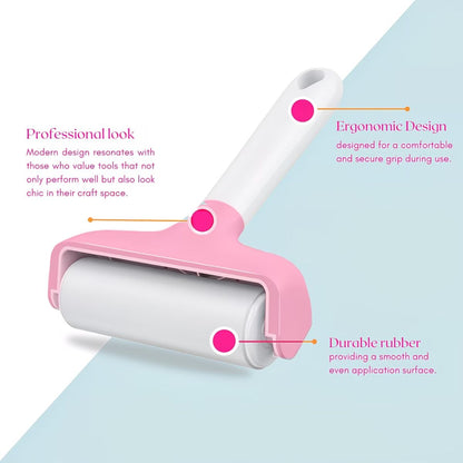 Soft Rubber Brayer / Rodillo Suave de Goma Rosa Herramientas Hobbees