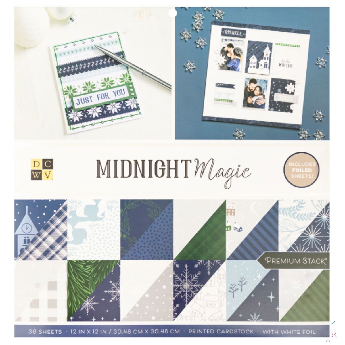 Midnight Magic Cardstock Stack 12&quot; / Cartulina Doble Cara Navidad Magica Papel DCWV