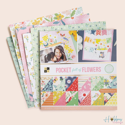 Pocket Full of Flowers Cardstock / Block de Cartulina Doble Cara Flores Con Foil 12&quot; Papel DCWV