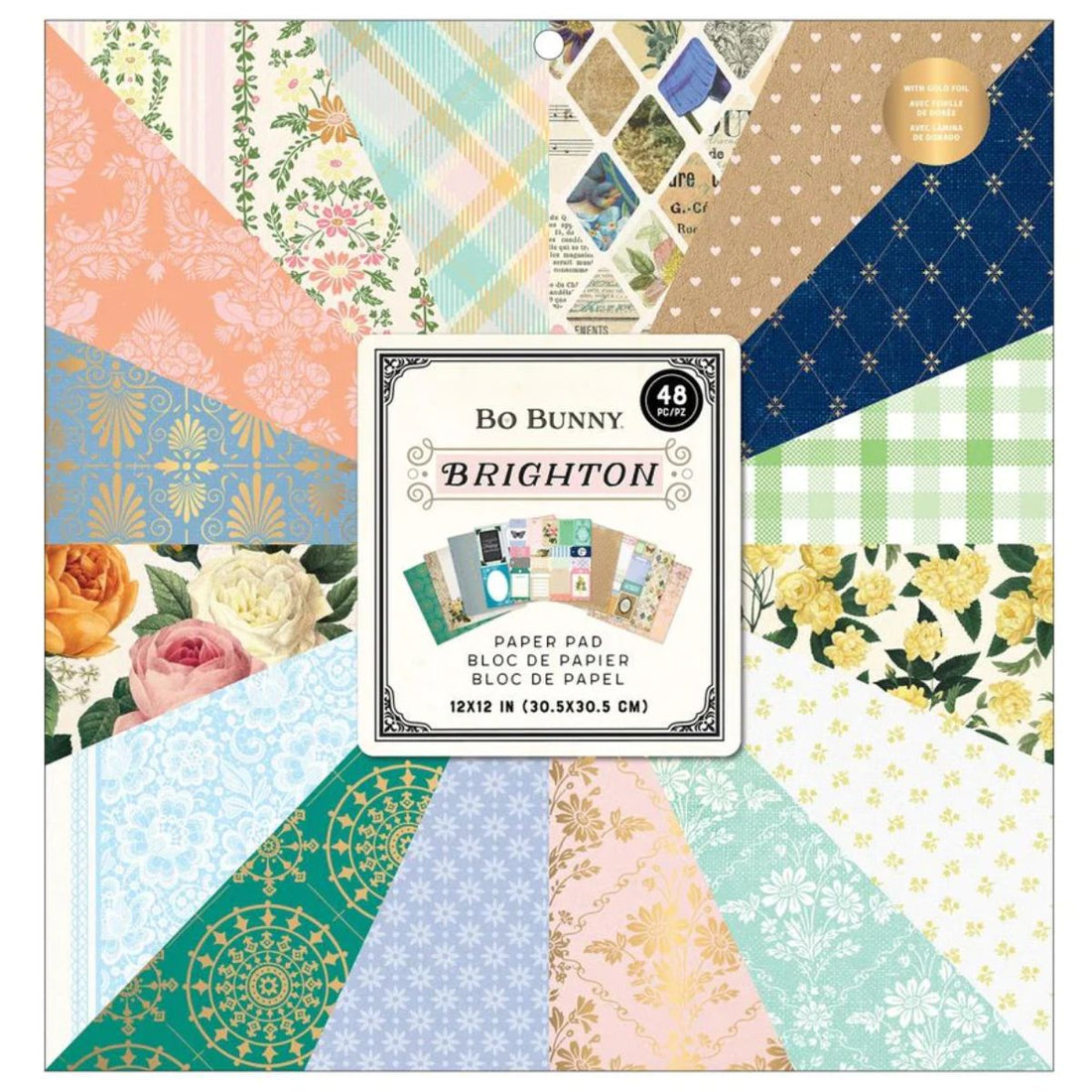 Brighton Paper Pad 12&quot; / Block de Papel Doble Cara Decorativo Papel BoBunny