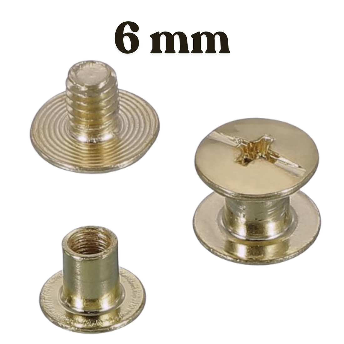 Tornillo Chicago Oro para Encuadernación 6mm Encuadernacion Hobbees
