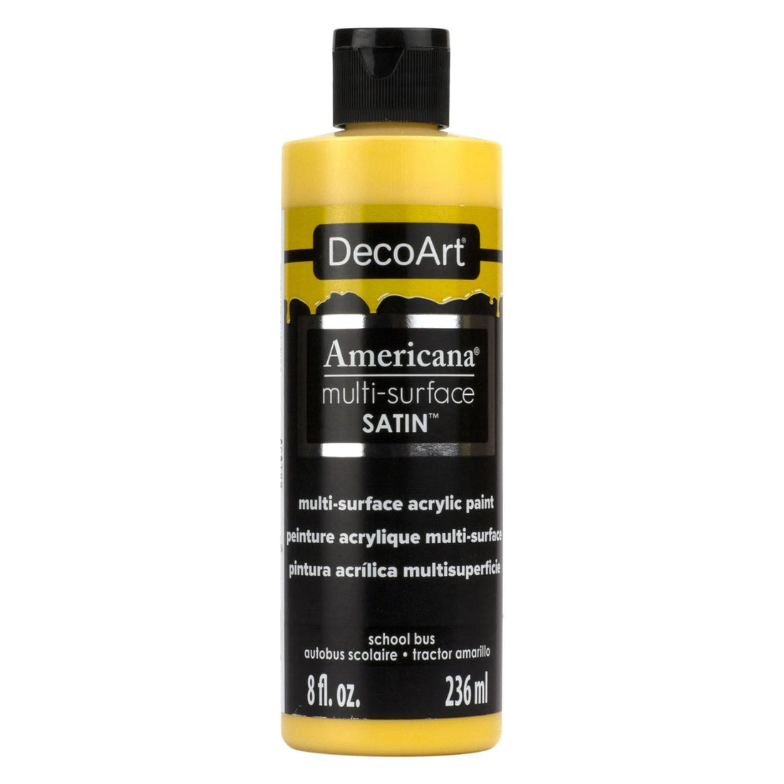 Americana Multi-Surface Satín Acrylic Paint School Bus / Pintura Acrílica Satinada Multisuperficie Tractor Amarillo Pintura Acrílica DecoArt