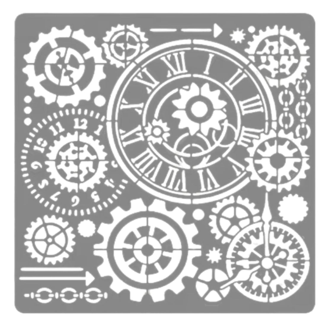 Esténcil de Relojes y Engranes 30.5cm Esténciles / Plantillas Hobbees