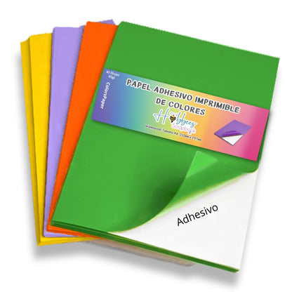 40 Hojas de Papel Adhesivo de Colores 80gr Papel Hobbees