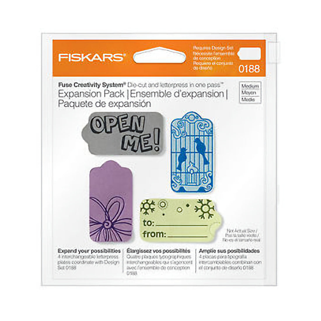 Fuse Medium Design Plate Expansion Pack 4-Pkg Tag / Paquete de Expansión Etiquetas 4pz Accesorios Fiskars