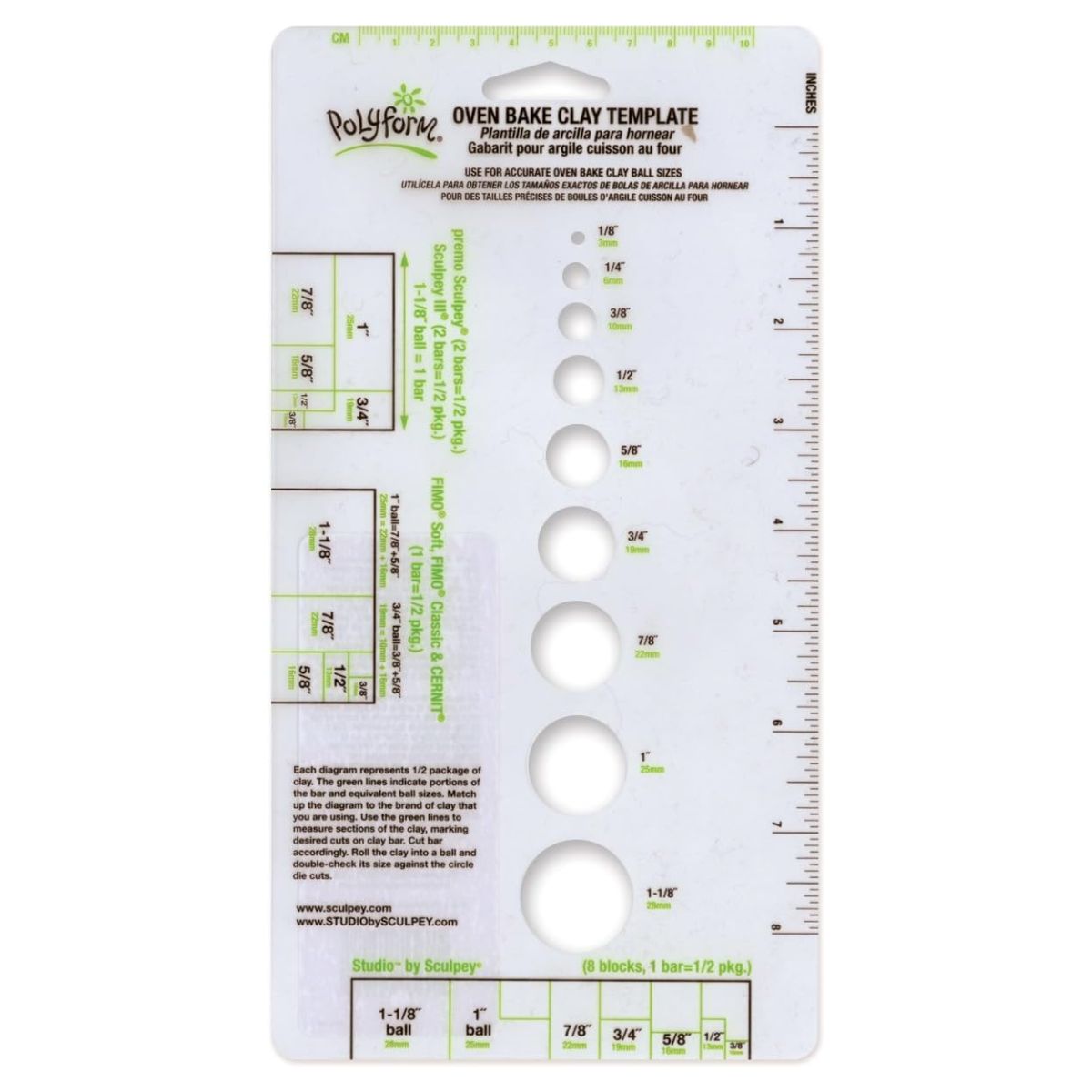Oven Bake Clay Template / Plantilla para Arcilla y Modelado Herramientas para Modelado Sculpey