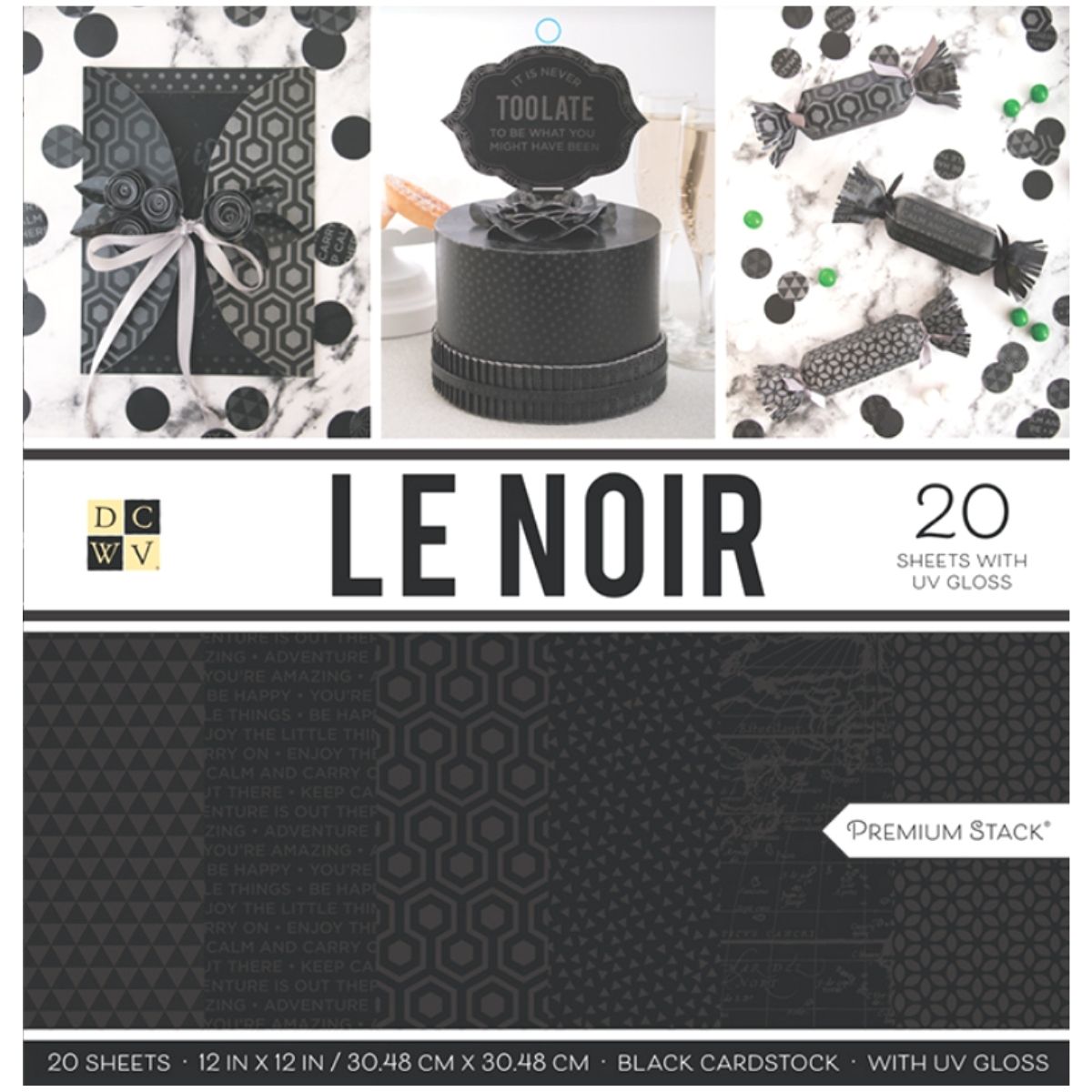 Cardstock Pad Le Noir w Gloss / Block de Cartulina Negra con Brillo UV