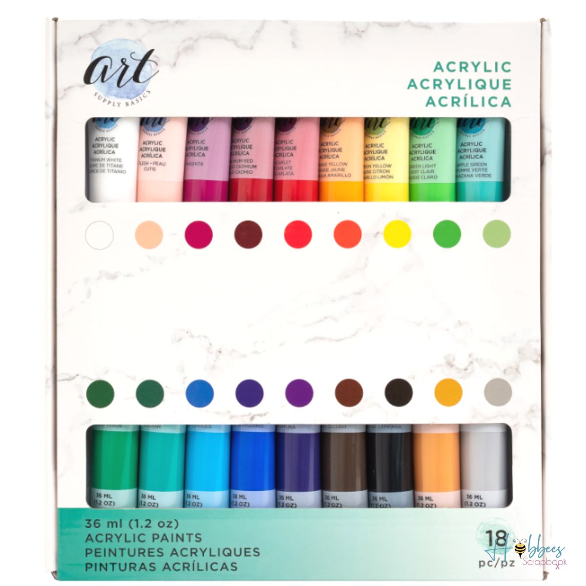 Acrylic Paint Set / Set de 18 Tubos de Pintura Acrílica Acrìlicos Art Supply Basics