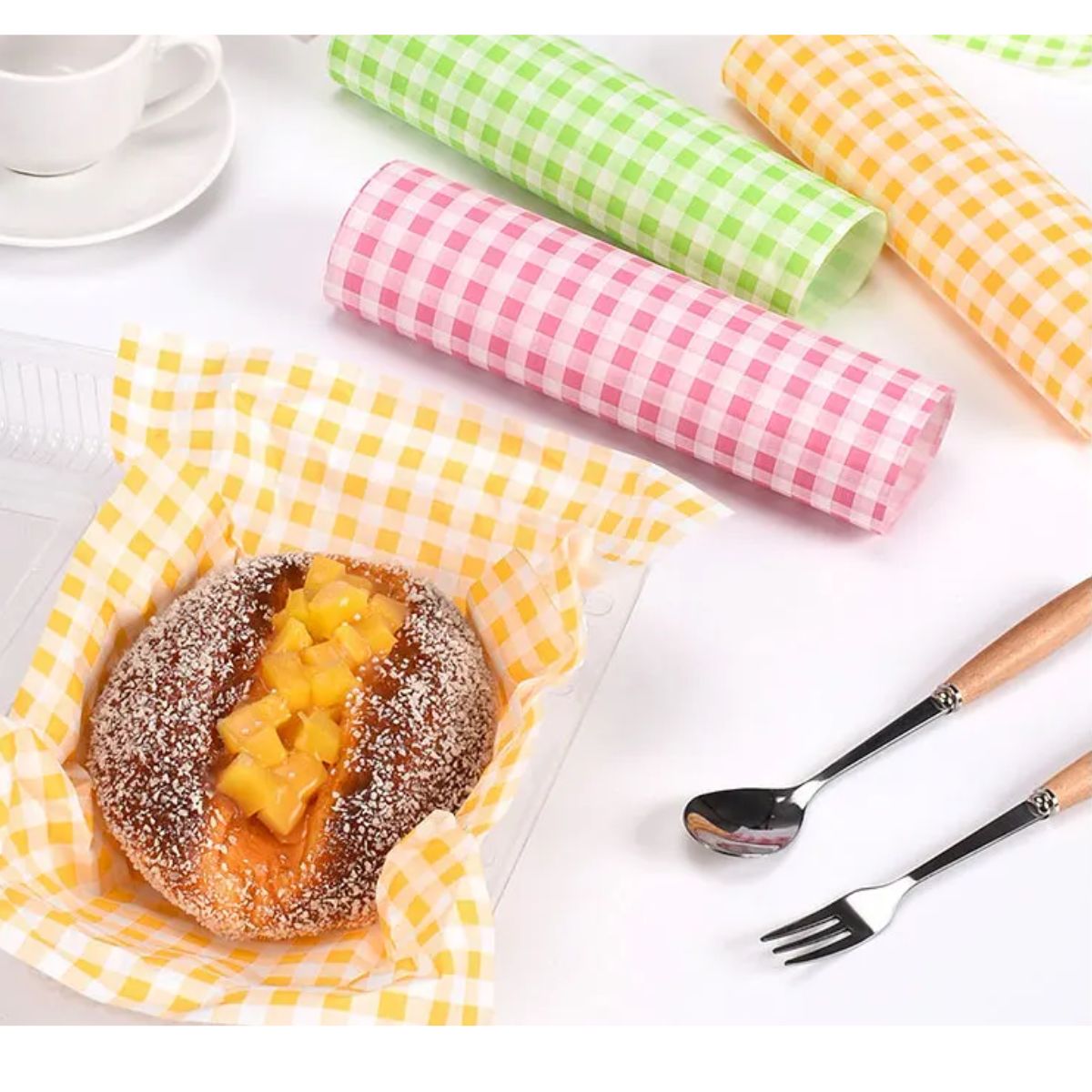 80 Hojas de Papel Vegetal Grado Alimenticio Cuadros Repostería Hobbees