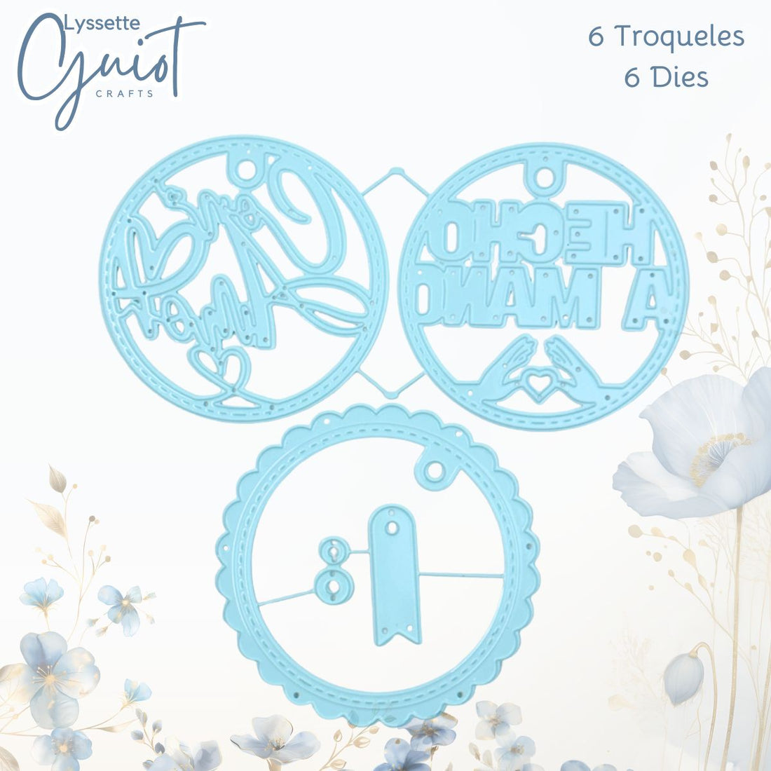 Set de Troqueles Etiquetas Escalopa “Hecho a Mano” y “Con Amor” Dados de Corte / Suajes / Troqueles Lyssette Guiot Crafts