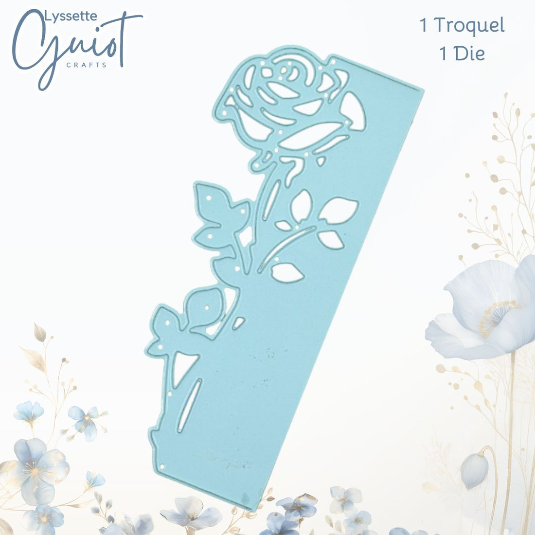Troquel de Borde de Rosa Floral con Tallos Dados de Corte / Suajes / Troqueles Lyssette Guiot Crafts