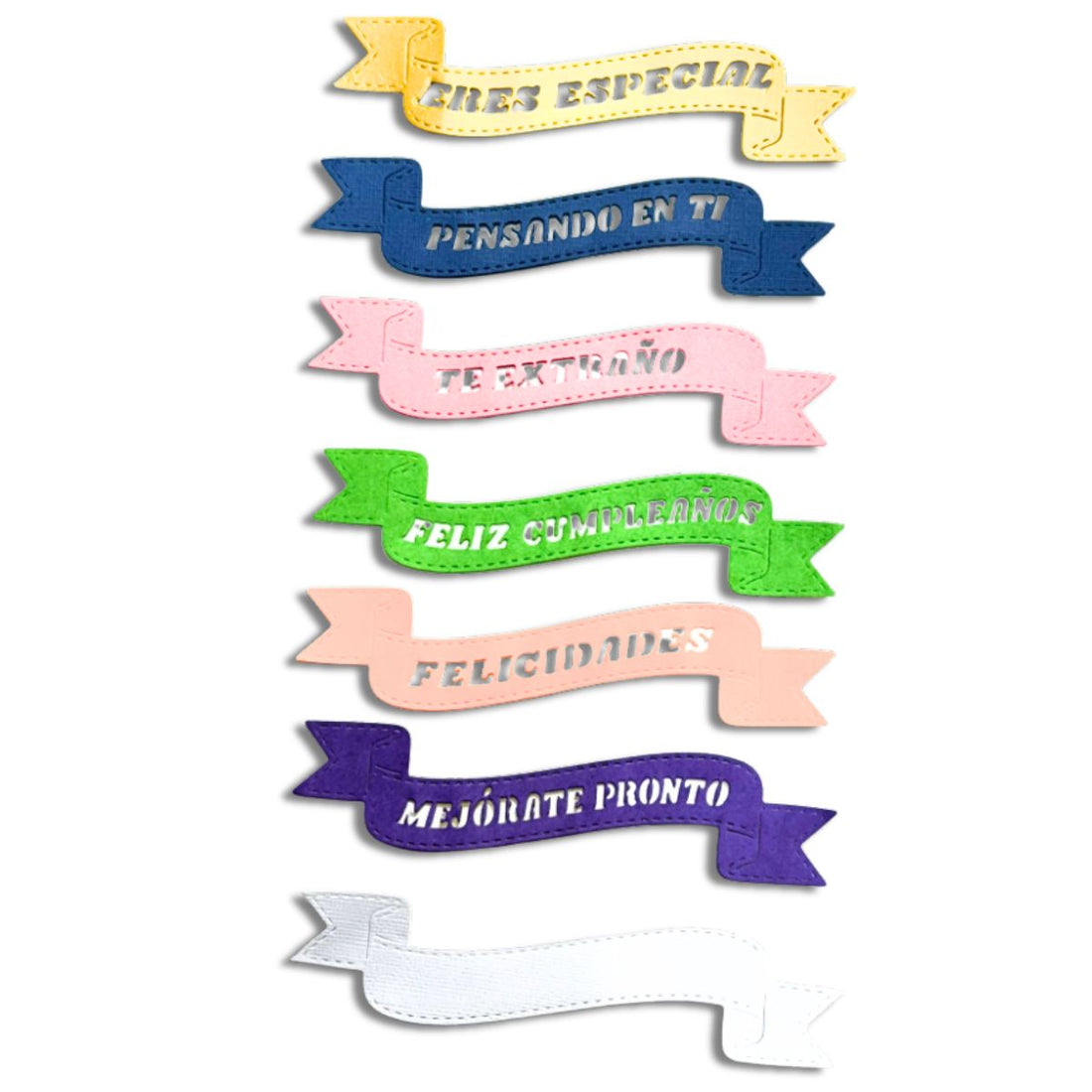 Set de Troqueles de Frases en Español con Listón Decorativo Dados de Corte / Suajes / Troqueles Lyssette Guiot Crafts