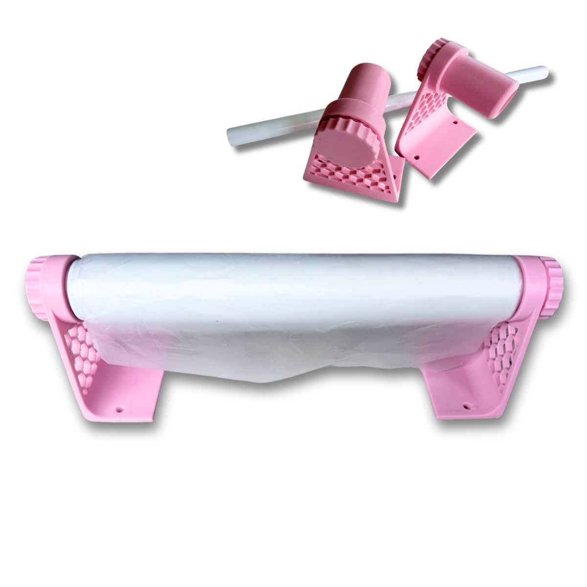 Porta Rollos Universal para Vinil, Foil y Materiales en Rollo Rosa
