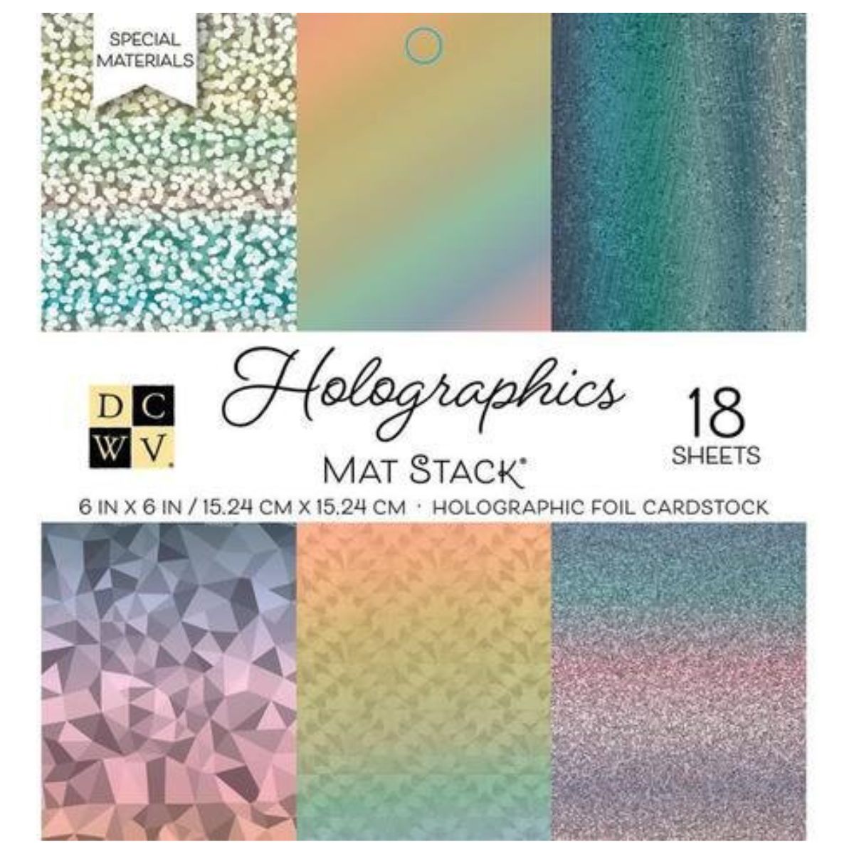 Cardstock Stack 6&quot;X6&quot; Holographics / Block De Cartulinas Holográficas Papel DCWV