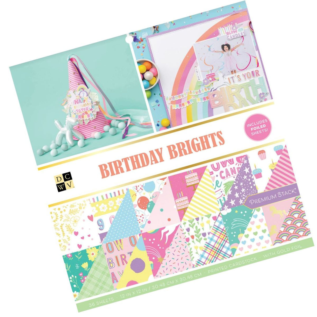 Birthday Brights Cardstock / Block de Cartulina Brillos de Cumpleaños Papel DCWV