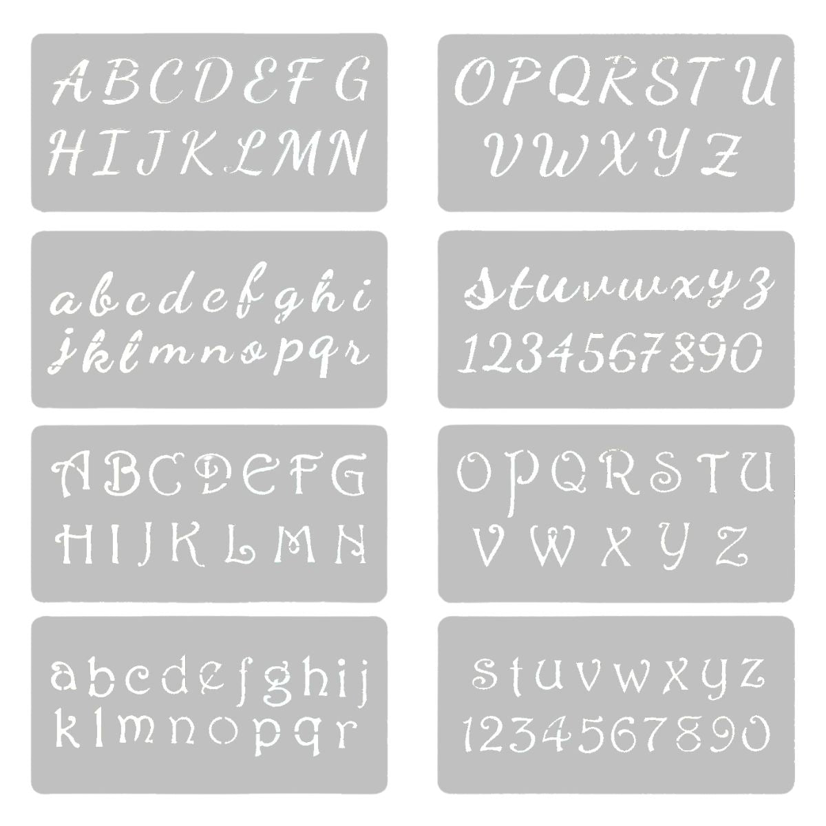 Set de 8 Esténciles de Alfabeto y Números Esténciles / Plantillas Hobbees