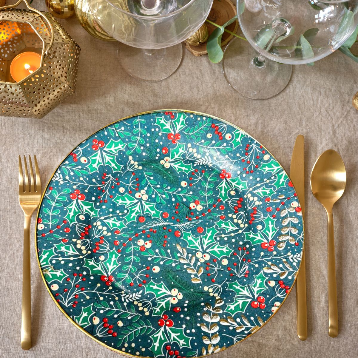 Plato Extendido de Vidrio Transparente Decoupage Crisa