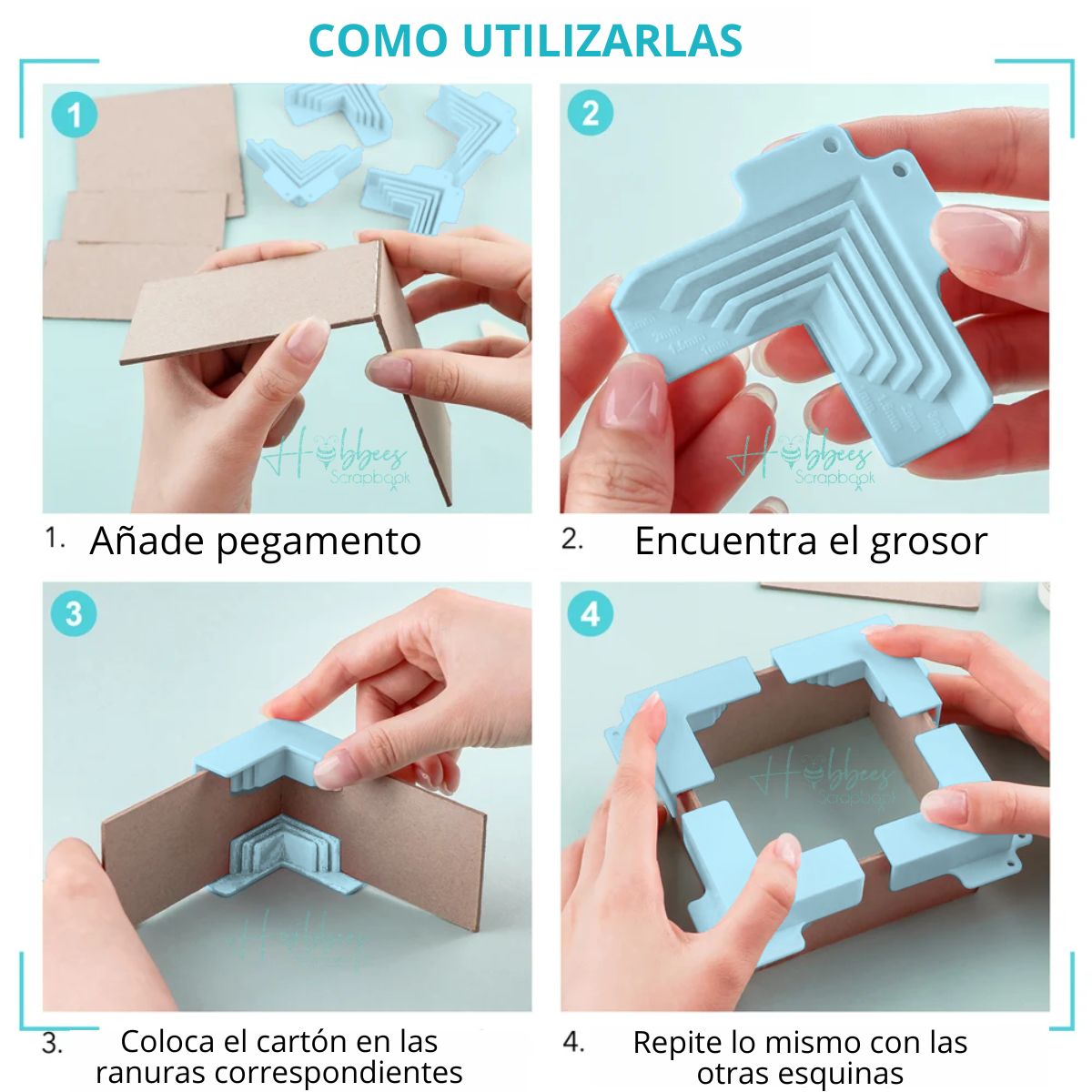 Guias para Esquinas para Cartonaje Azules Encuadernacion Hobbees