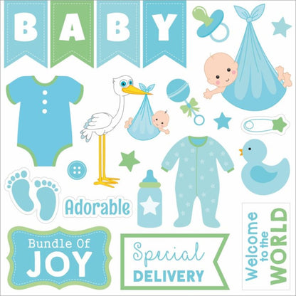 Baby Boy Cardstock Pack 6&quot; / Paquete de 24 Hojas de Cartulina Pequeño Milagro Niño Papel Little Birdie